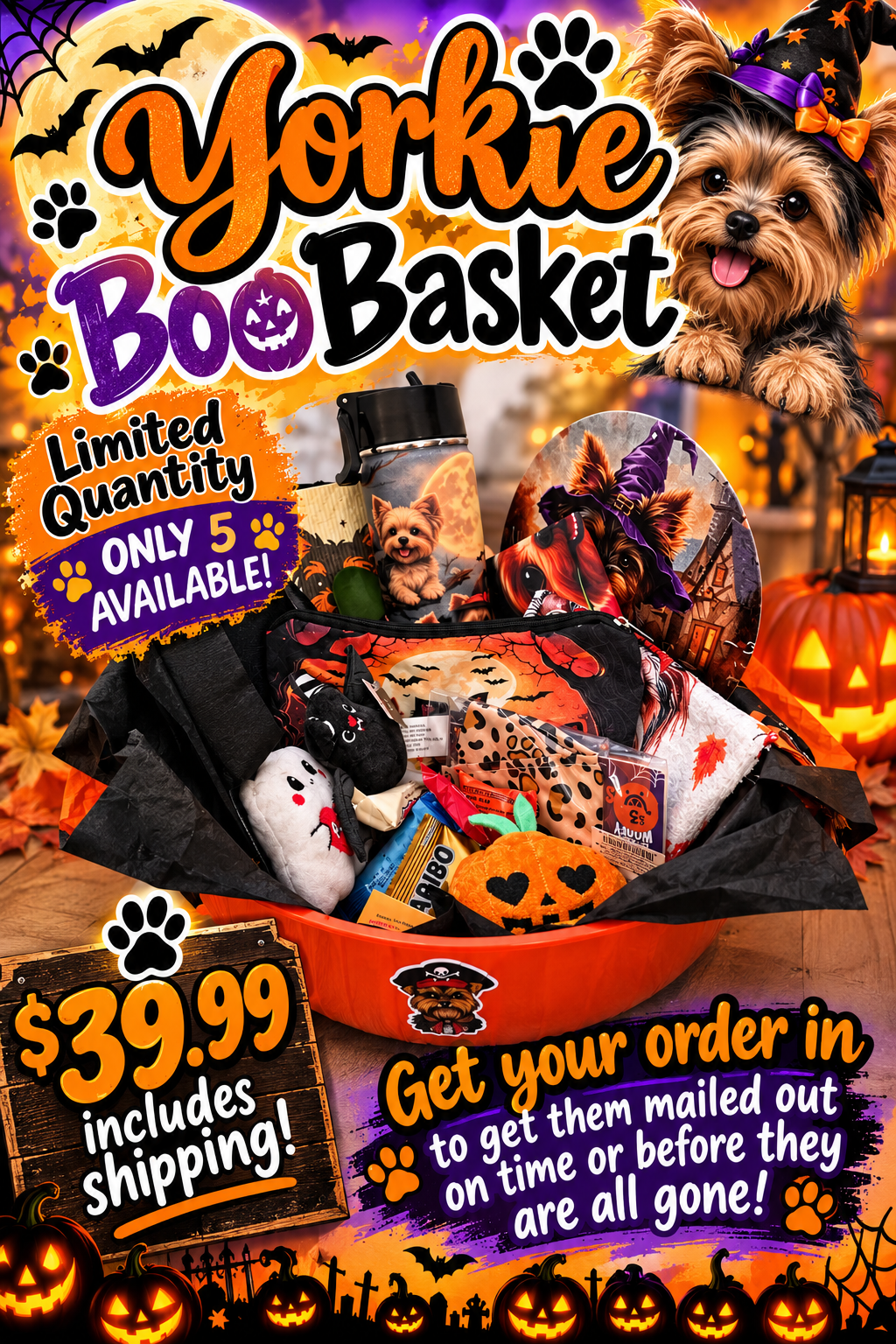 Halloween Yorkie Boo Basket